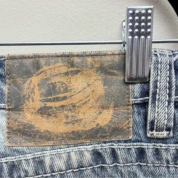 Vintage Machine Distressed Flag Patchwork Straight Leg Jeans Men’s 32 X 34 - Picture 15 of 16